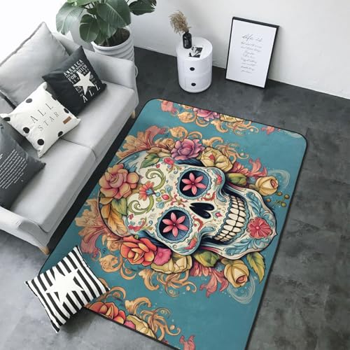 Tapis lavable et résistant à l'usure grand format tête de mort - 4
