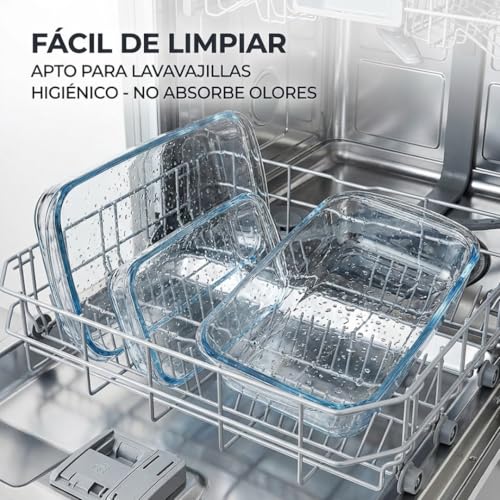 Miniatura 6 de Set De 3 Fuentes Para El Horno De Cristal Con Extrema Resistencia A Choques Térmicos, Transparente.Set De 3 Piezas Capacidad 1,6, 2,2 Y 3 Litros. Gourmet Tools