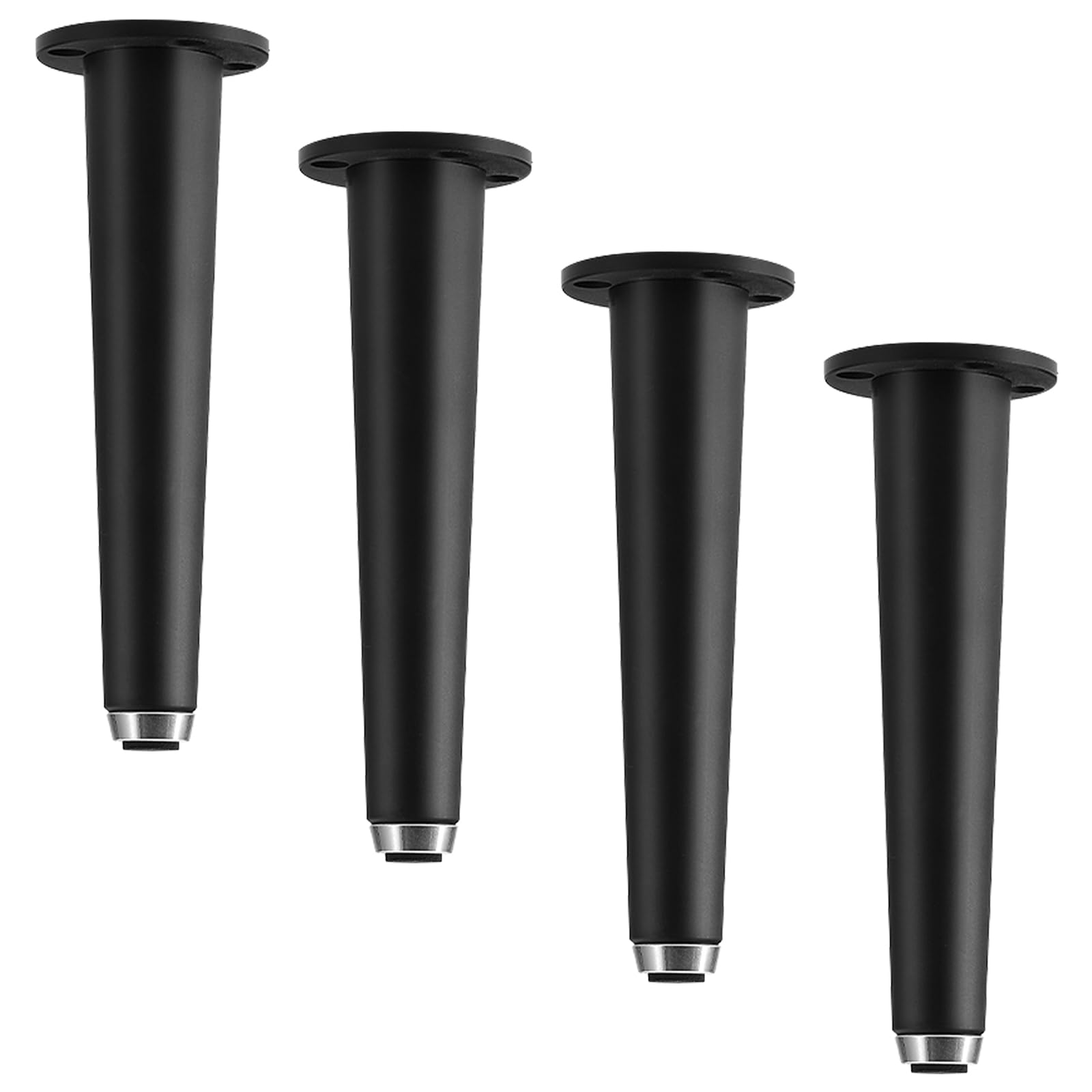 Generico Gambe per Mobili Piedini per Tavolo Conici Regolabili in Lega di Alluminio Anodizzato 4 Pezzi Neri da 15 cm Altezza Piedini per Divano: 10-25 cm Piedini per Mobile da 15 cm/6"
