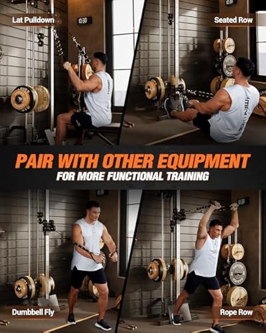 LAT Pulldown Machines, Wall Mount Cable Station for Home Gym, Adjustable Dual Pulleys Cable Crossover Machine with 18 Positions, Heavy Duty Upper Body Weight Machines Workout Equipment