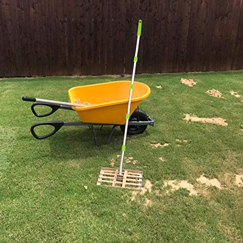 Scalebeard Lawn Leveling Rake, 6.5 FT Lawn Leveling Rake with Stainless Steel Pole,Level Soil or Dirt Ground Surfaces Easily, Suit for Garden Backyard Golf/Lawn（6.5 FT,17 X10In）