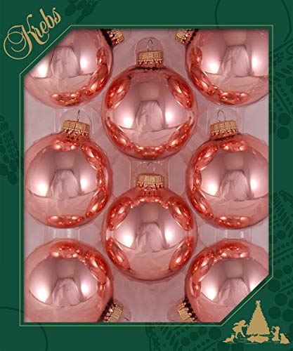 Christmas By Krebs [8 Pack] Tea Rose Shine Pink 2 5/8" (67mm) Seamless Glass Christmas Ball Ornaments