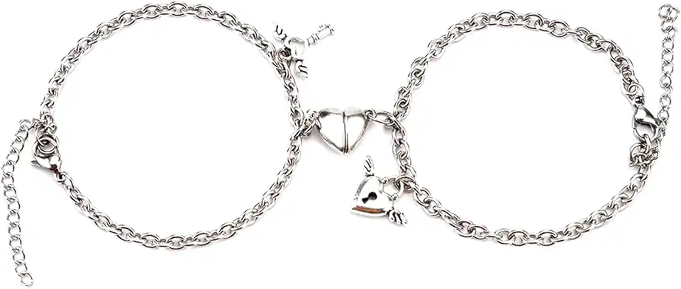 Pulseiras Magnéticas Casal Namorados Chave E Coração Kit