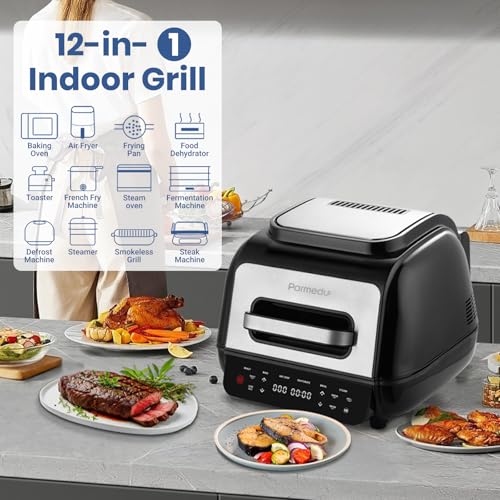 Parmedu Air Fryer Indoor Smokeless Grill: 12-In-1 Electric Air Grill Combo thumb #1