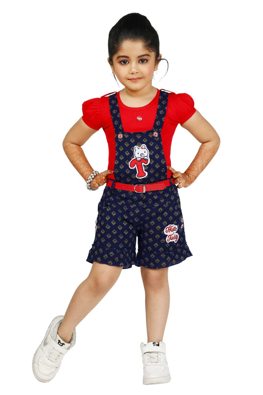 Trendy Dungaree Dress Kids Casual Wear Slim Fit Stretchable Dungaree for Girl's Size:20-34/2-10 Years.