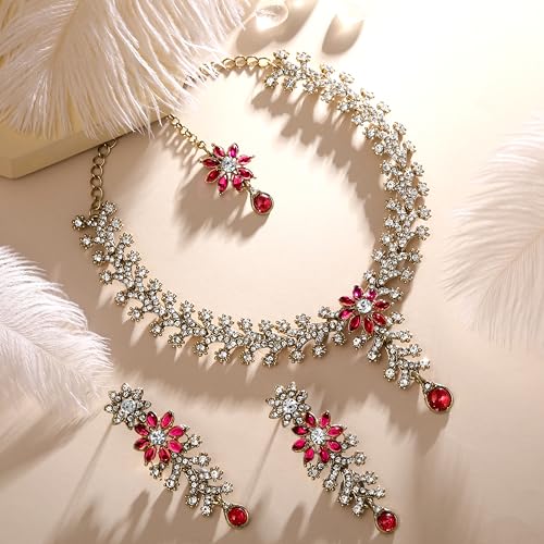 Image of Atasi International Diamond Necklace Jewellery Set for Women with Earrings and Maang Tikka for Wedding, Party, Engagements & Festivals