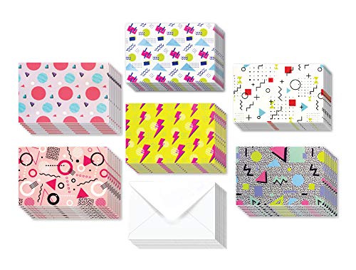 36 Pack All Occasion Assorted Blank Greeting Cards - 80's Retro Rainbow Designs - Blank Greeting Cards with Envelopes Included 4 x 6 Inches Thank You Cards, Birthday Cards, Graduations,Congratulations - Image 3