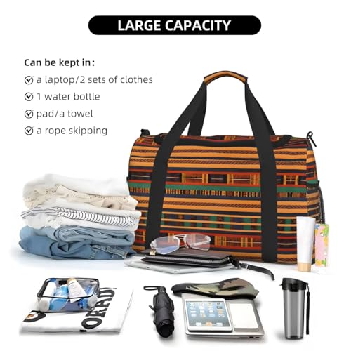 african weaving print Weekender Overnight Carry On Bag Gym Luggage Bag Duffel Bag for Travel Women 6