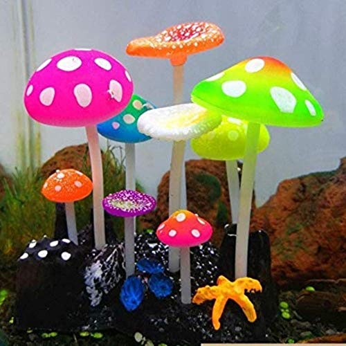 HANDS Fish Tank Decorations,Glow Artificial Mushroom,Silicone Fish Tank Plants for Aquarium Ornament HANDS Fish Tank Decorations,Glow Artificial Mushroom,Silicone Fish Tank Plants for Aquarium Ornament