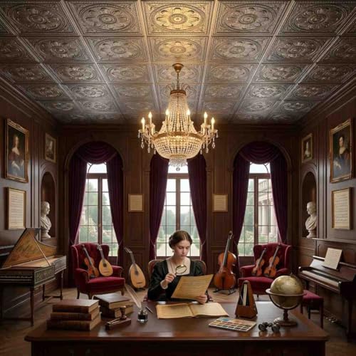 Image of Kayra Decor PVC Ceiling Panel 2x2 Feet (60x60 cm) - Regal Ornate Design, Mettalic Coffee | Pack of 50 3D Decorative Ceiling & Wall Panels | Waterproof Home Interior Decor