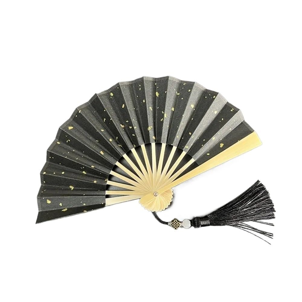 Jobaojiang Party Decor Ornaments 4 Inch Folding Fan Mini Gilded Rice Paper Hanfu Fan Colorful Handle Paper Fans Held Dance Fans(21)