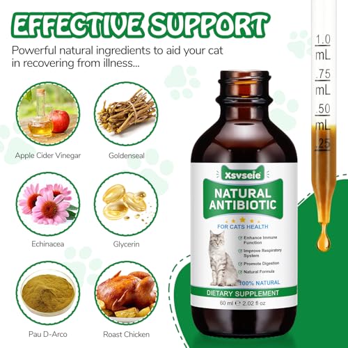 Natürliche Antibiotika für Katzen, Katzen Antibiotika für Infektion, Katzen-Antibiotikum Unterstützt Immunsystem & Katze Allergie Relief, Juckreiz Linderung für Katzen, Katze Antibiotika für UTI