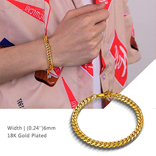 Prosteel Mens 18K Gold Plated Bracelet Hip Hop Stainless Steel Chain Hiphop Jewelry Rock Cuban Link Bracelets For Women Men #TOP4
