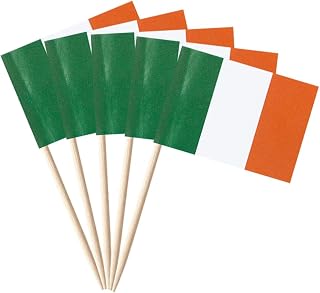 stidsds 100 Pcs Ireland Flag Ireland Toothpick Flags Mini Small Irish Cupcake Toppers Stick Flags Banner Party Cocktail Fruit Decoration