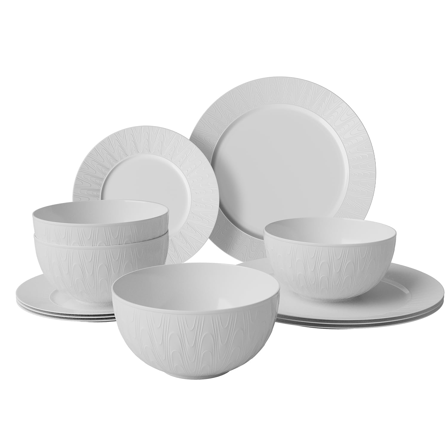 Amazon.com: Yoshy 12-Piece White Bone China Dinnerware with