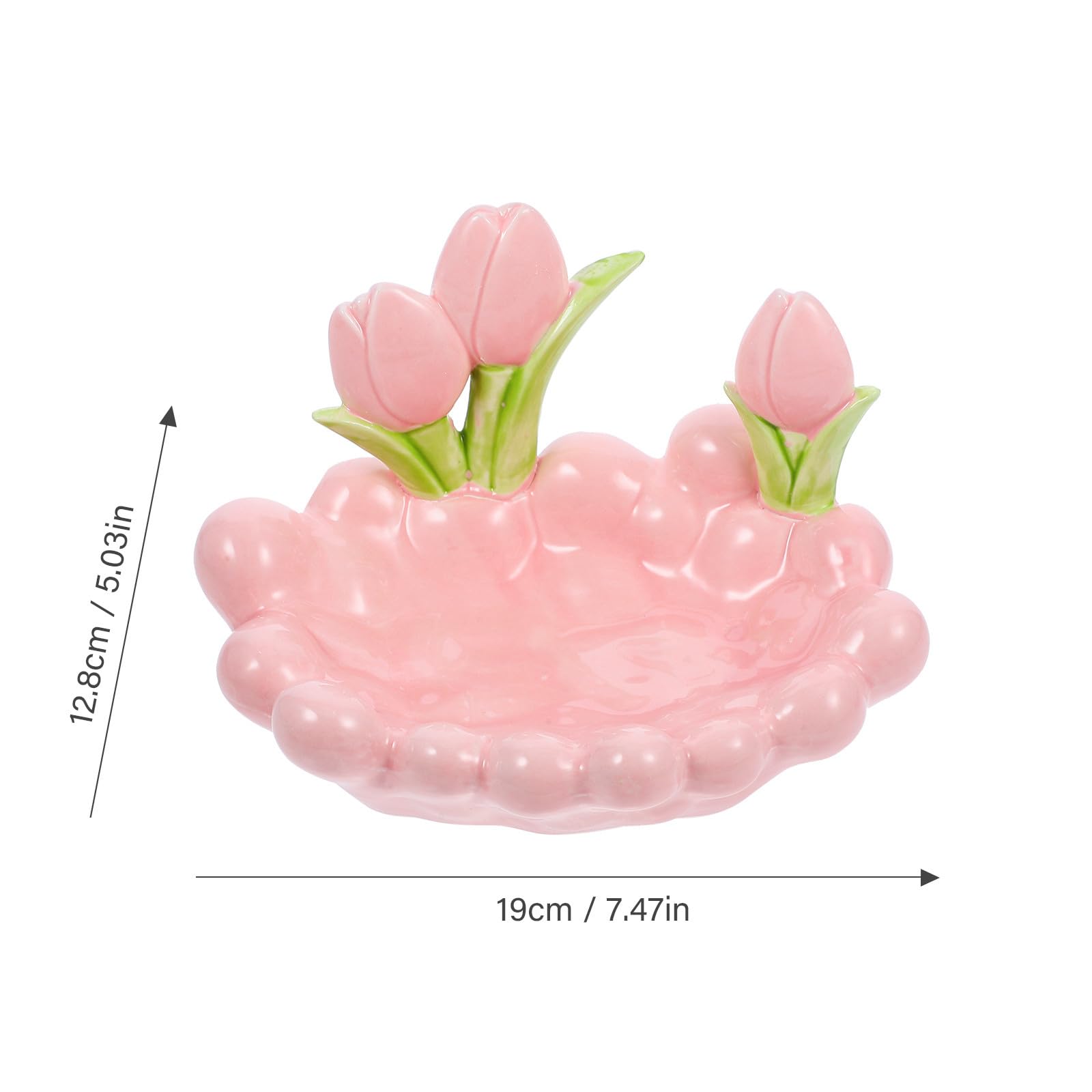 Keramik Dekorative Schale in Tulpenform für Schmuck und Schlüssel Rosa