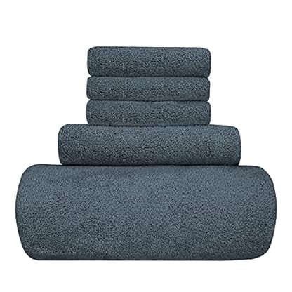 UMANI Badetuch-Set, 1 Badetuch, 1 Handtuch und 3 Waschlappen, Premium-Mikrofaser-Korallensamt, super saugfähige…