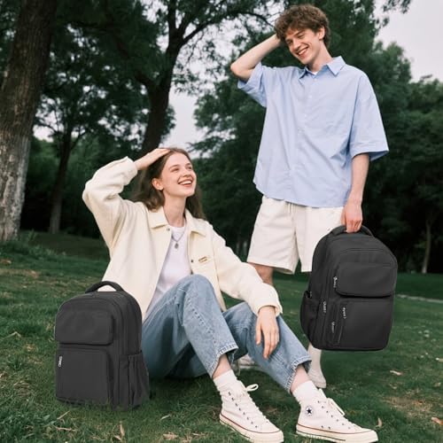 WEPLAN Schulrucksack Teenager Mädchen Schultaschen Rucksack Schule College Leichte Schultasche School Bag Backpack Casual 14 Zoll Laptop Rucksack für Uni Schule Reise Damen,Schwarz