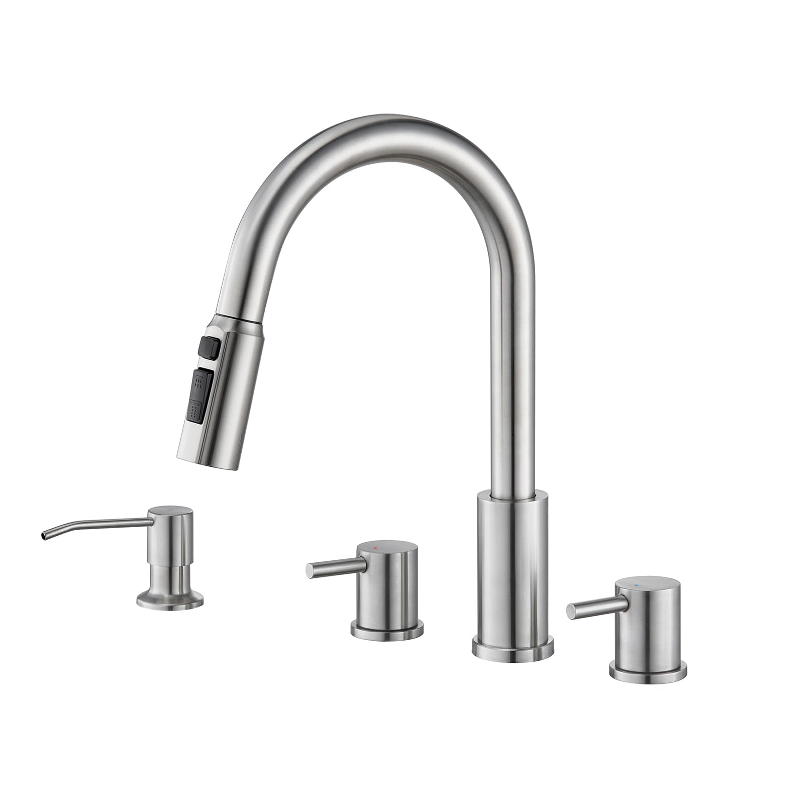 Tohlar Kitchen Faucets, Brushed Nickel Kitchen Faucet Pull Down Sprayer Stainless Steel Sink Faucets with Soap Dispenser Commercial Modern Rv Faucets,