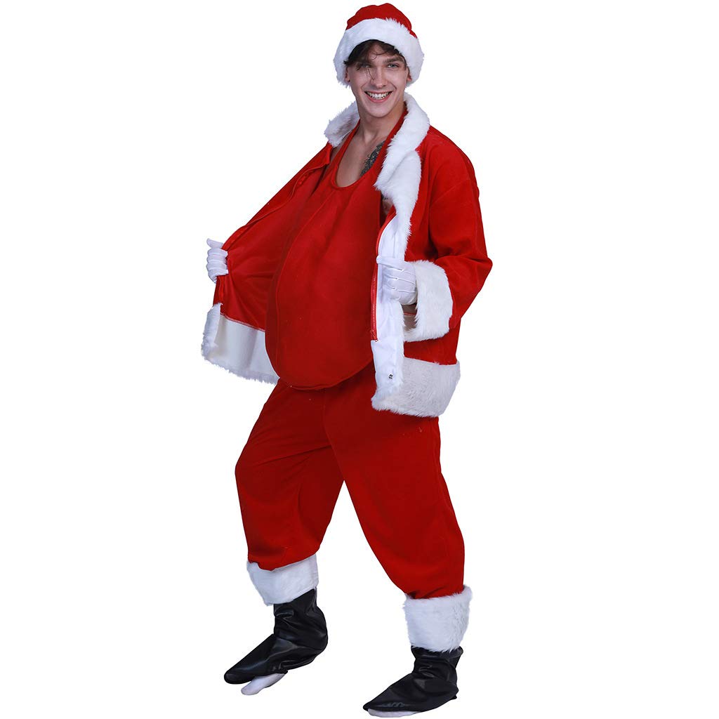 Muiltvoe Christmas Fake Padded Belly Costume Dress Up Accessories Adjustable Lightweight for Men Women Party Performance with Realistic Stomach 300g (White)