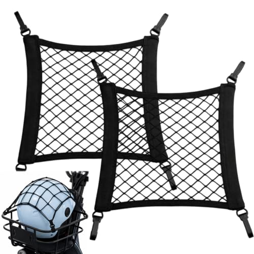 2 Stück Gepäcknetz Schwarz 30x30 cm Gepäcknetz Für Fahrrad Und Fahrradkorb Helmnetz Für Rucksack Und Motorrad Netz Für Fahrradkorb Hinten Klein Und E-Scooter Korb