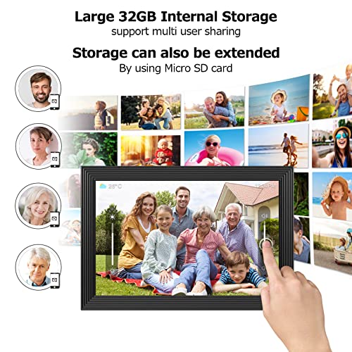 Image of 10.1 Inch WiFi Digital Picture Frame, IPS Touch Screen Share Pictures&Videos Via App or Email, Built in 32GB Memory, Support Micro SD Card Extend Storage, Auto-Rotate, Motion Sensor