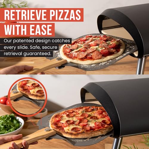 Image of Chef Pomodoro Aluminum Perforated Pizza Peel 16 Inch with Foldable Handle | Perforated Pizza Peel 16 inch, Pizza Steel Perforated Design Prevents Sticking, Foldable Stainless Steel Pizza Peel Handle
