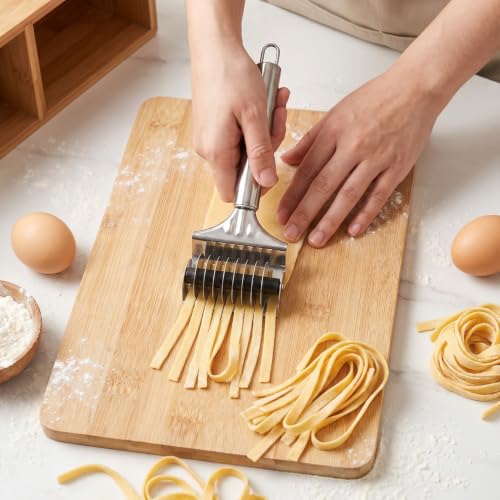 Image of Nestasia Stainless Steel Parotta Cutter for Kitchen (8 Inches) | Rust Resistant Pasta Spaghetti Roller - Dishwasher Safe Noodles & Dough Cutter & Mincer | Mulitpurpose Kitchen & Cooking Tool