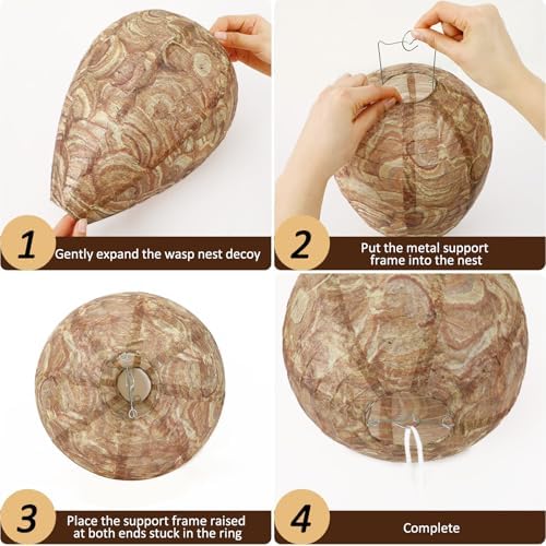 DECYOOL 6 Pack Paper Fake Wasp Nests Decoys for Yellow Jackets and Wasps - 2