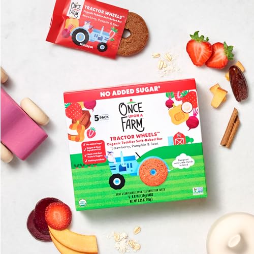 Once Upon a Farm Organic Tractor Wheels Toddler Bar, Strawberry, Pumpkin & Beet | 8 boxes - Image 5