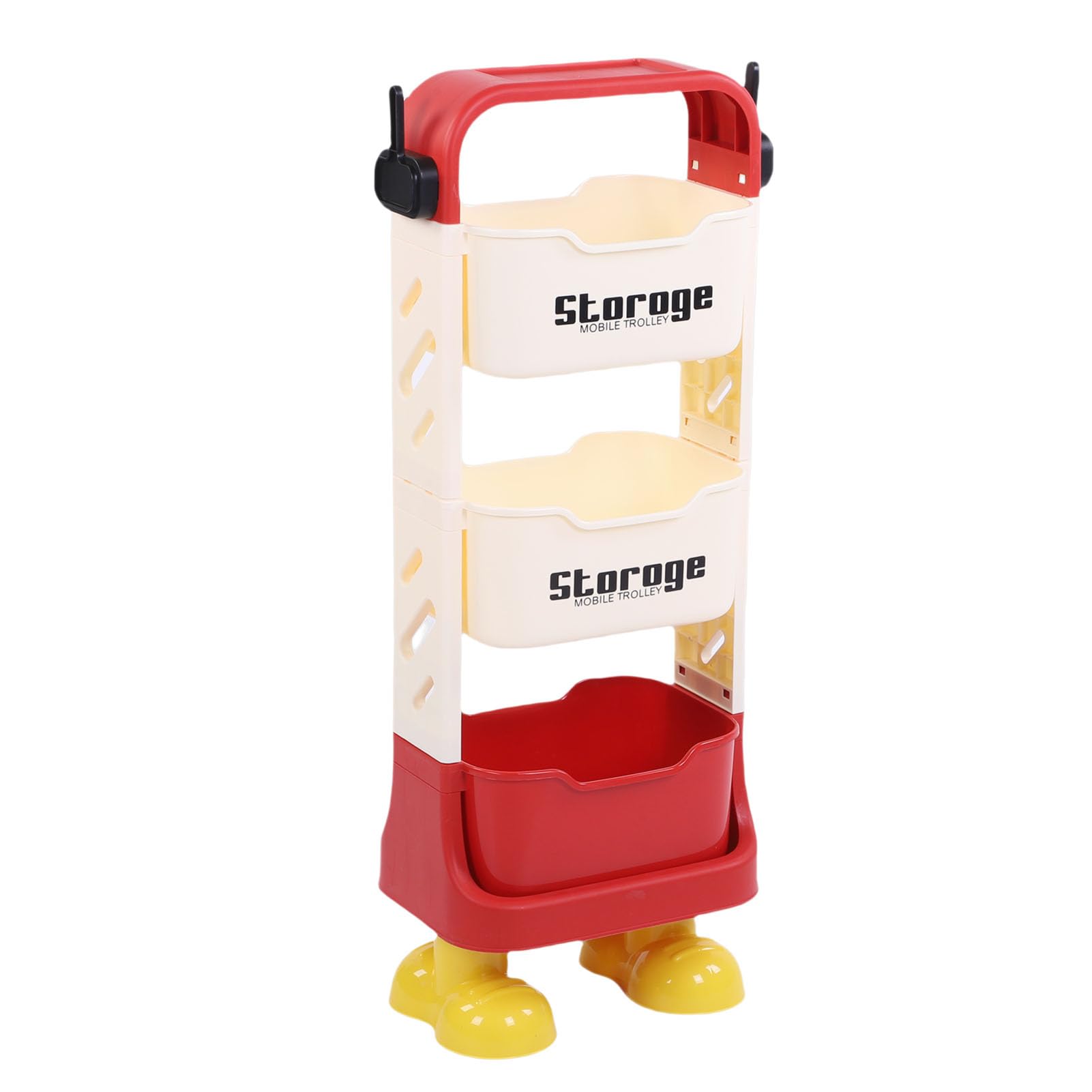 Fafeicy Carrello Multiuso con Ruote, Simpatico Organizer per Giocattoli e Snack a più Livelli per Casa, Ufficio e Garage con Piedini a Forma di Cartone Animato (3 livelli)