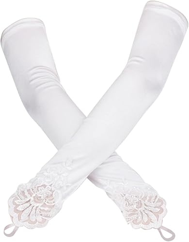 Miniatura 3 de Guantes perforados, longitud de noche para mujer, codo sin dedos, elásticos, guantes largos de ópera, guantes de esquí para hombre