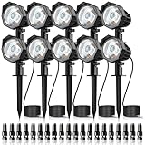 MEIKEE 15W 1500LM LED Landscape Lighting 12-24V Low Voltage Landscape Lights 2700K Warm White IP66 Waterproof Outdoor Spotlights for Garden, Path, Tree, Wall (10 Pack)