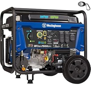 Westinghouse 9500 Peak Watt Dual Fuel Home Backup Portable Generator, Electric Start, Transfer Switch Ready, Gas & Propane Powered, CO Sensor