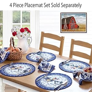 Home Bargains Plus Square Fabric Napkins, Set of 8 Napkins, Blue Provence Rooster, Wrinkle, Water and Stain Resistant Country Provence Fabric Napkins, Farm Home Bargains Plus Square Fabric Napkins Set of 8 Napkins Blue Provence Rooster Wrinkle Water and Stain Resistant Country Provence Fabric Napkins Farm