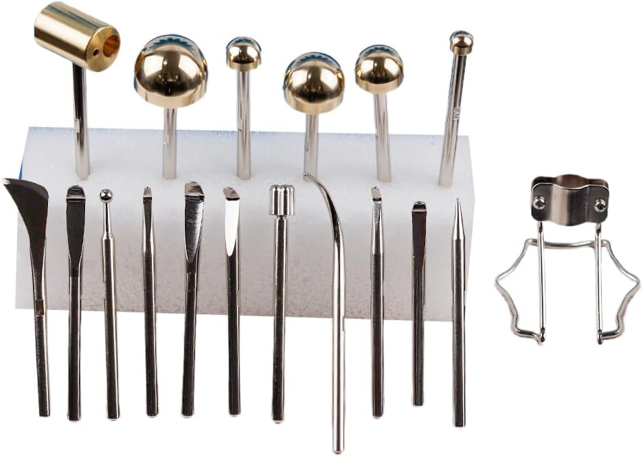 Fabric Flower Making Tools Set Artificial Flower Ironing Machine with 17 Brass Heads DIY Cloth Fabric Petal Maker