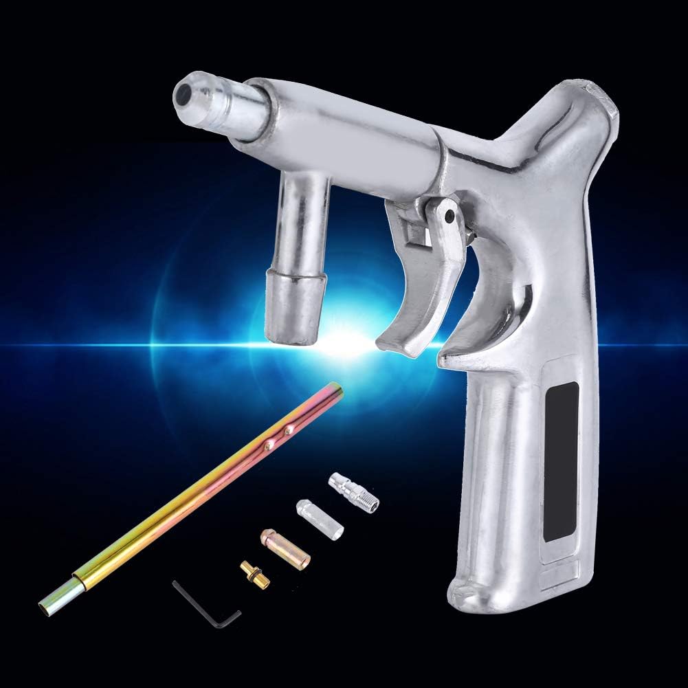 Sandblasting Gun, Portable 60-120PSI Handheld Air Sand Gun Blaster Grit Shot Sandblaster Spray Gun Cast Aluminum Blasting Machine with 4 Nozzles for Etching Glass Metal Surface