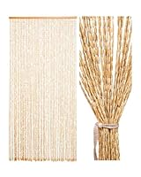 Ezcasch 90x200cm Holz Perlenvorhang - 52 Stränge Beige Retro Holzperlenvorhang - Handarbeit Natur Türvorhang Fadenvorhang als Insektenschutz Fliegenschutz für Schlafzimmer Wohnwagen Camping