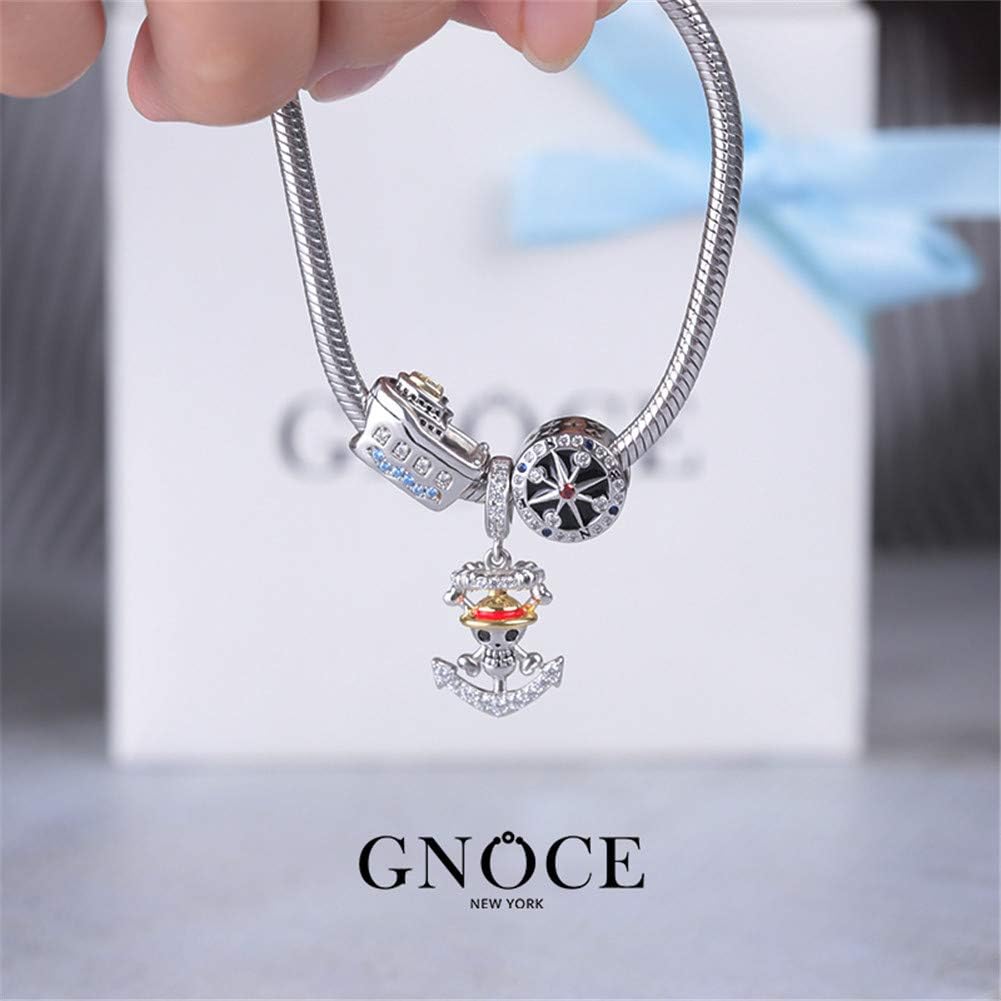 GNOCE Cruise Ship Charm Bead 925 Sterling Silver Guide Your Own Ship Charm with Aquamarine CZs Fit for Bracelet/Necklace Charm Gifts for Women Men
