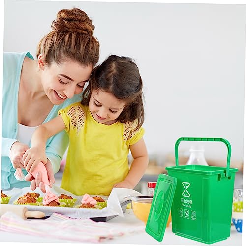 Caneca de basura grande con tapa para cocina verde miniatura 6