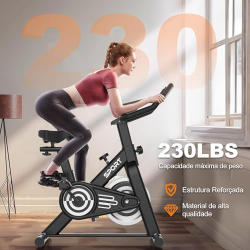 Bicicleta Ergométrica Spinning, Bike de Exercício Interno com Mostrador Digital & Montar, Compacta p