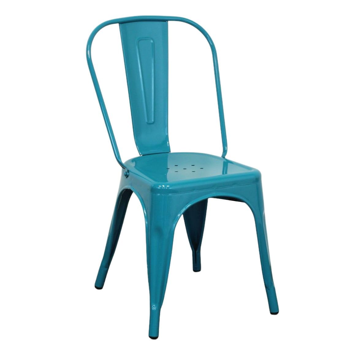 milani home - sedia da pranzo impilabile in metallo, verde petrolio, stile industrial, 35 x 45 x 85 cm