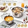 Yoehka 14-Piece Hybrid Stainless Steel Cookware Set, Non-Stick Pots and Pans Set with 3 Silicone Trivets | Induction Compatible Frying Pans, Saucepans, Saute Pan & Stock Pot | Oven Dishwasher Safe #3