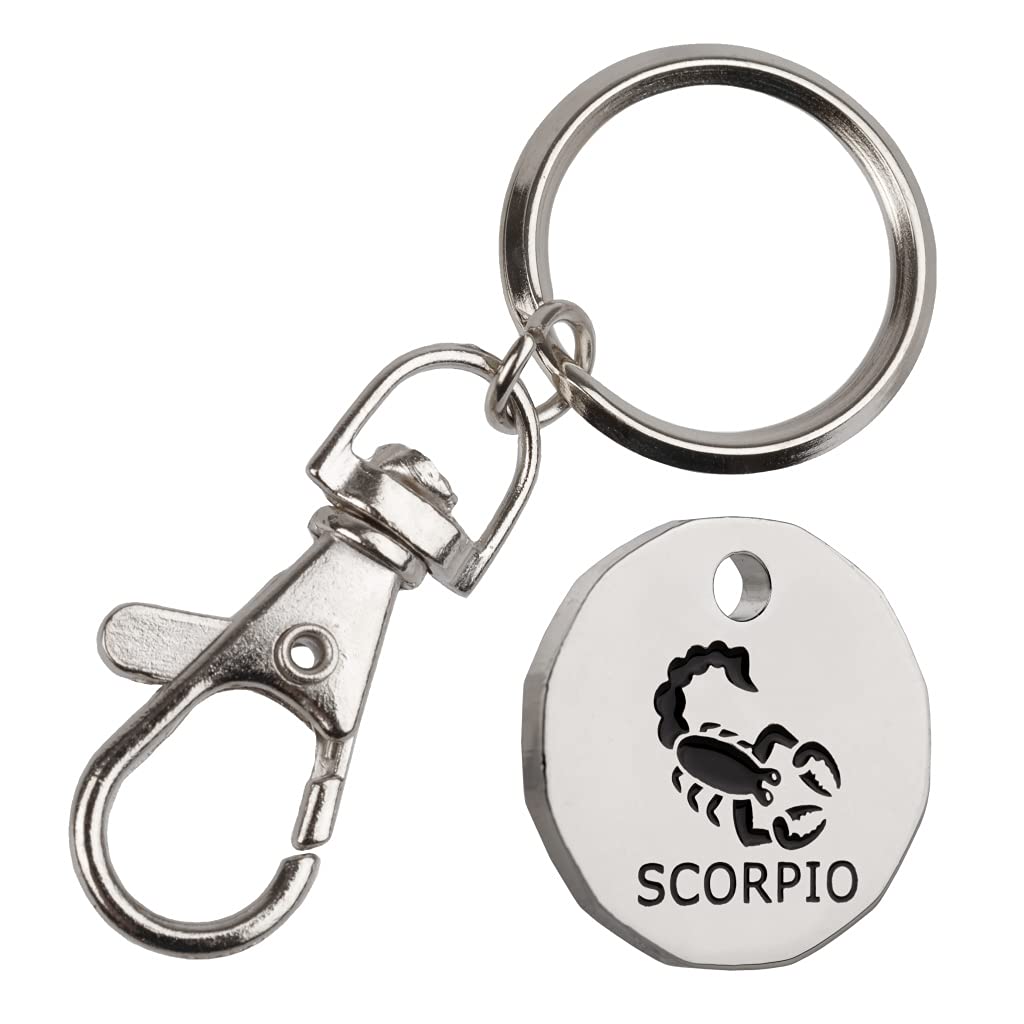 Harts New 12 sided Shape Zodiac £1 coin Trolley Tokens Keyrings Supermarket Locker 1 (Scorpio)