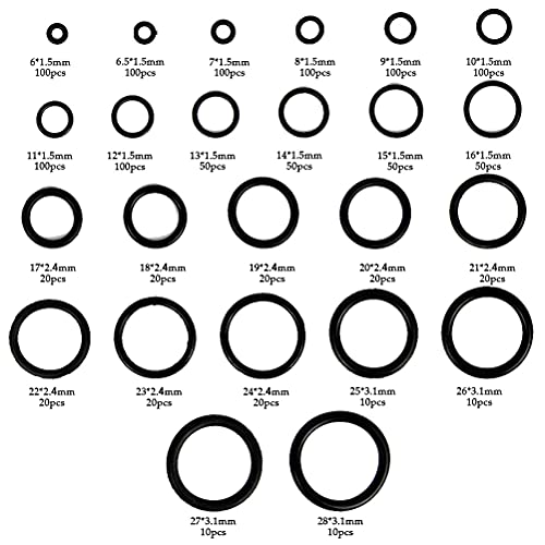 Buygo MG-BZ578 1200Pcs O Ring Kit 24 Sizes O Rings Assortment Rubber O-Ring Sealing Gasket Washer Seal Assortment Set Nbr Metric O-Ring Assortment Kit thumb #2
