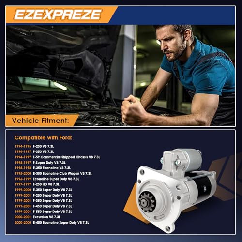 Image of Ezexpreze 410-48076 Starter Compatible with for Ford E-Series Vans, 1995-2000, F150, F250, F350, 94,95,96,97,98 F250 & F450 Super Duty 99-00, Excursion, TM000A19101, 17578N