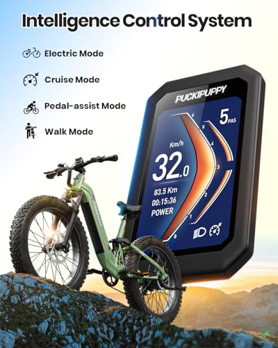 Image of PUCKIPUPPY Electric Bike for Adults 500W, 48V 20AH Battery Adult Electric Bicycles, 26 inch Fat Tire Full Suspension Step-Thru Ebike, 20MPH Mountain Ebike, 7 Speed, 80Miles Range-Boxer ST