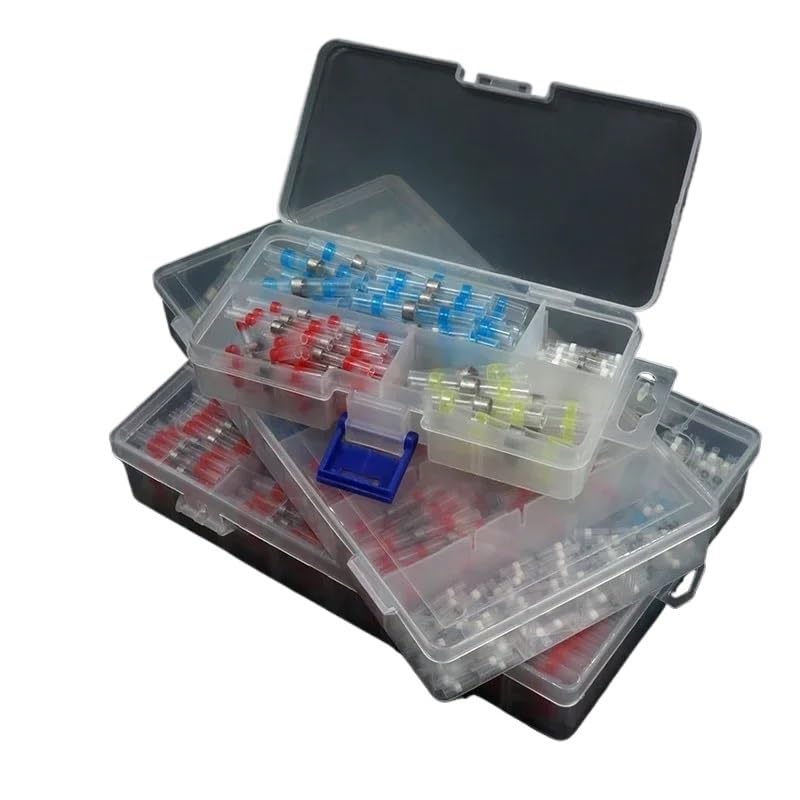 Solder Seal Wire Connectors Boxed 3:1 Heat Shrink Insulated Electrical Wire Waterproof Butt Splice Terminals Connector Kit(150pcs with Boxed,5 Boxes)