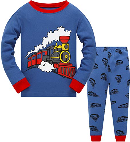 Pajamas for Boys 100% Cotton Train Pjs Toddler 2 Piece Long Sleeve Sleepwear Kids Clothes Set Outfits 8t /251