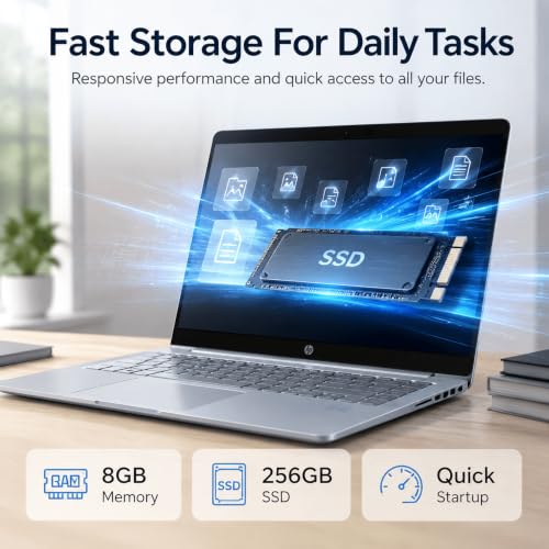 Image of HP OmniBook 3 Laptop, 16 inch Touchscreen FHD+ IPS Display, AMD Ryzen 5 Processor, 8 GB RAM, 256 GB SSD, Windows 11 Pro, AMD Radeon 610M Graphics, Thin & Portable Computer, Glacier Silver, Accessories